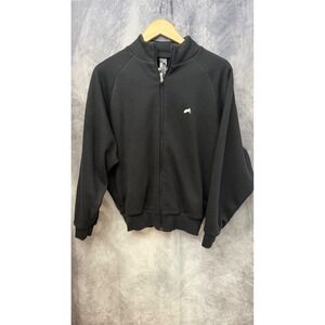 Alphalete Mens Full Zip Track‎ Jacket Black Mock Neck Graphic Small
